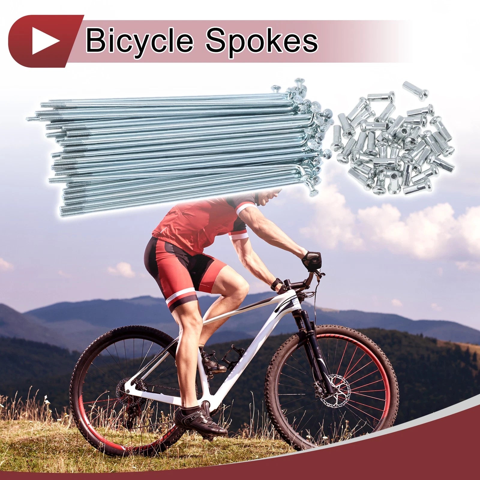 Bicycle Spoke Set 107mm Galvanized Carbon Steel for 36 Piece Wheels