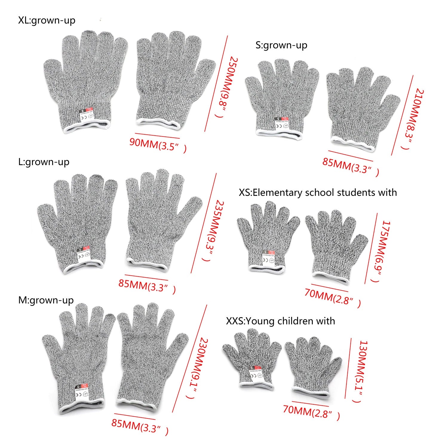 1 Pair Cut Resistant Gloves Level 5 for Kitchen Oys