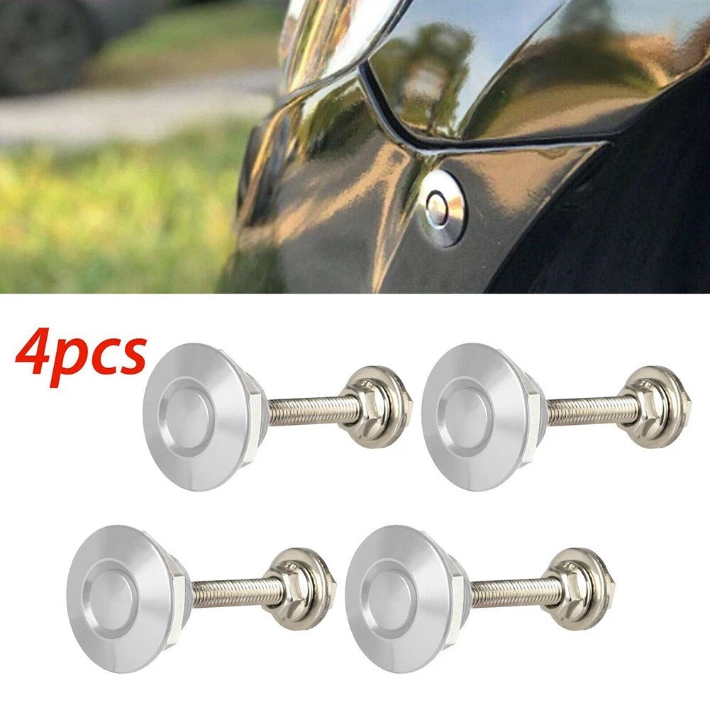 Set of 4 Silver Bonnet Hood Clips for Car Quick Release Locks