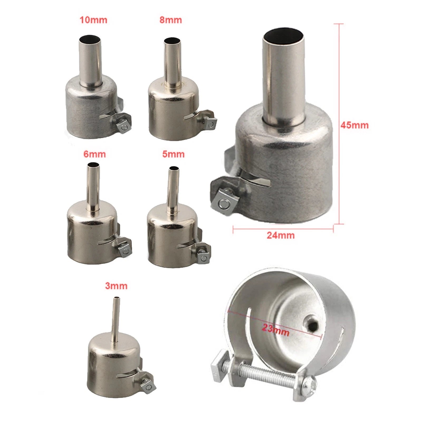 Welding Nozzle for Air Stations 3/5/6/8/10MM (Silver)