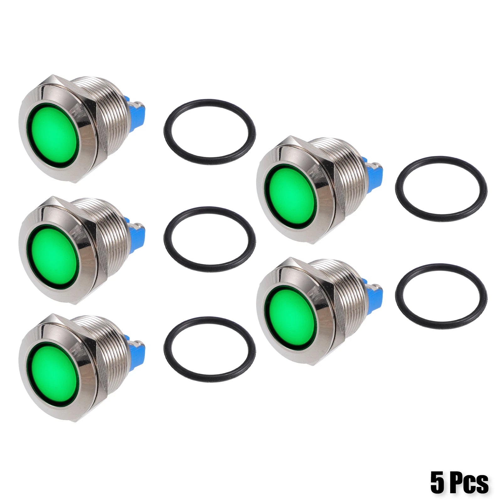 5Pcs 19mm LED Waterproof Pilot Indicator Signal Light for Universal