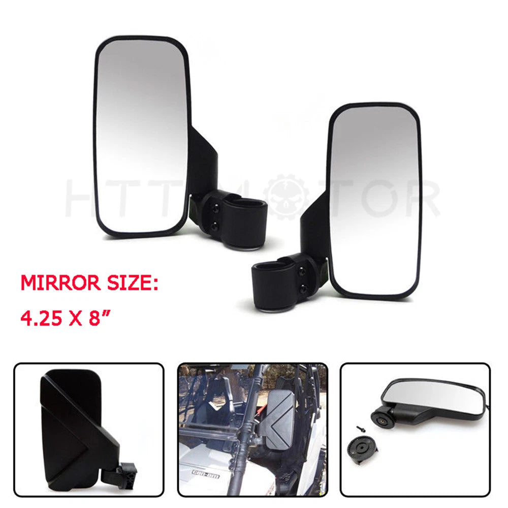 Mirror Set for UTV Side View (4.25"x8", Break Away, Convex, 1 5/8"-2")