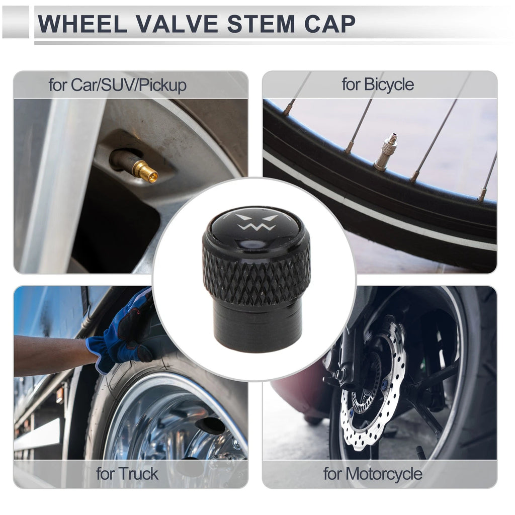 Tire Valve Stem Caps Dust Covers Set for Motorcycle Bicycle (4 Pack) (1990–2024)
