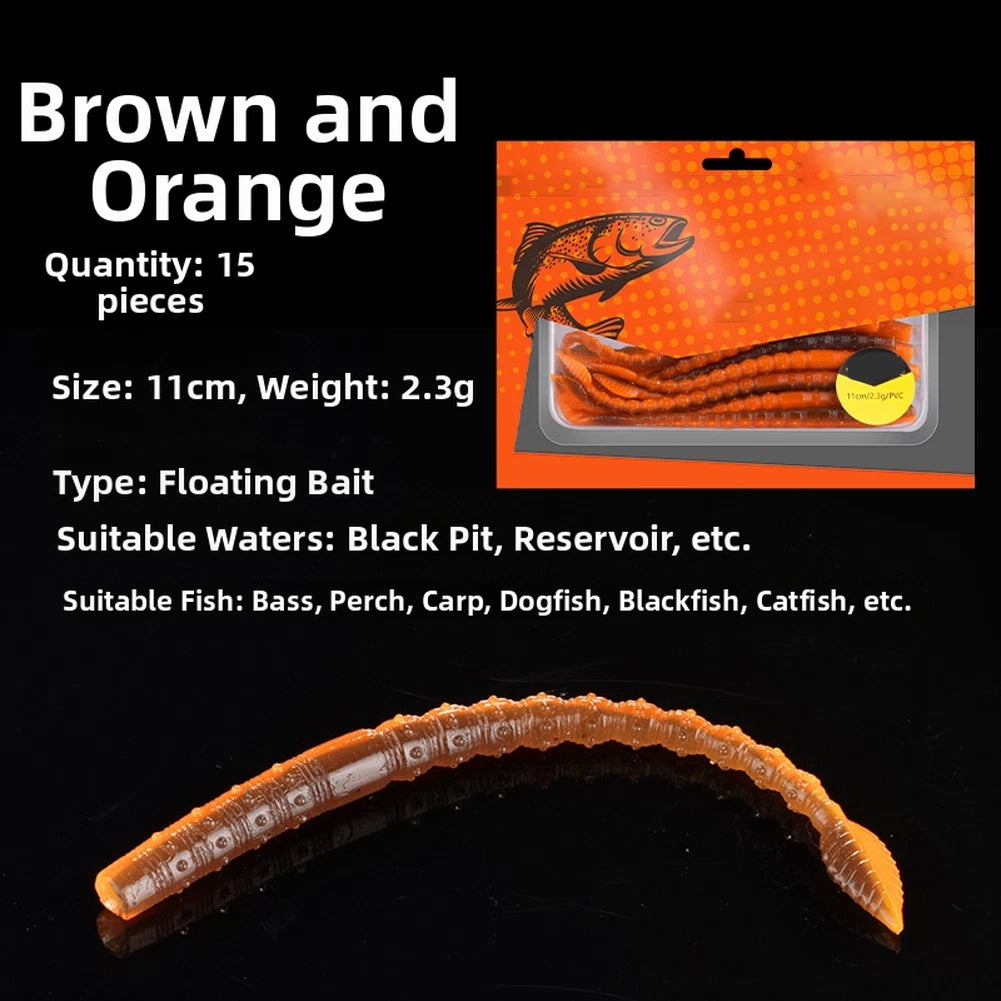 15pcs 110mm Floating Soft Baits Silicone Swimbaits for Blackwater Ponds