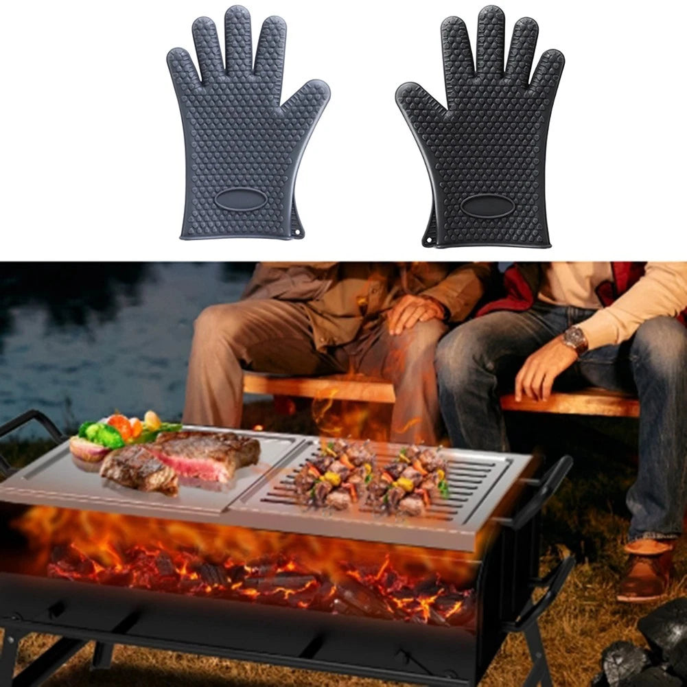Silicone Heat Resistant Gloves for Oven Baking & BBQ (One Pair)