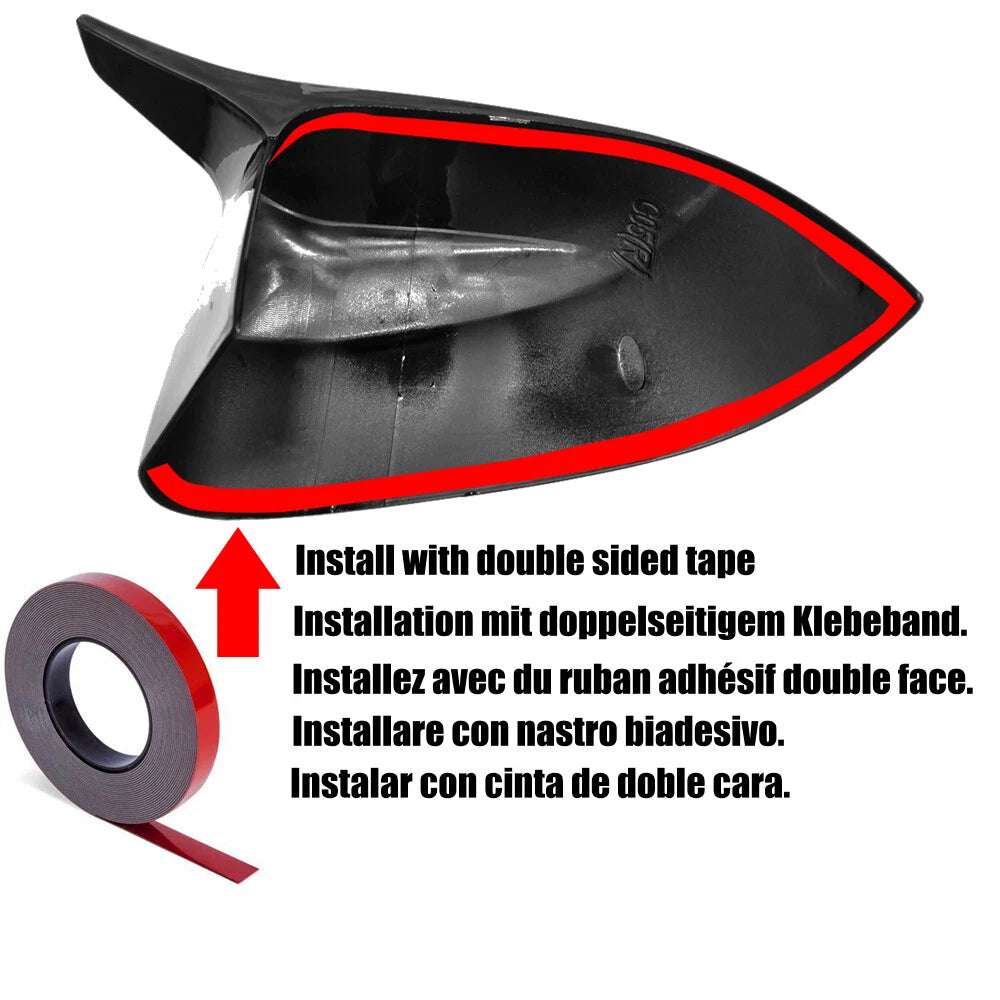 Gloss Black Horn Side Mirror Cap Cover for Dodge Charger 200 300 (2011–2018)