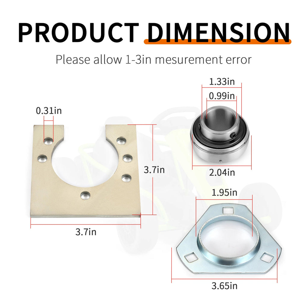 1" Live Axle Bearing Kit for Go-Karts Mini Bikes/Trikes/ATV (3 Hole)