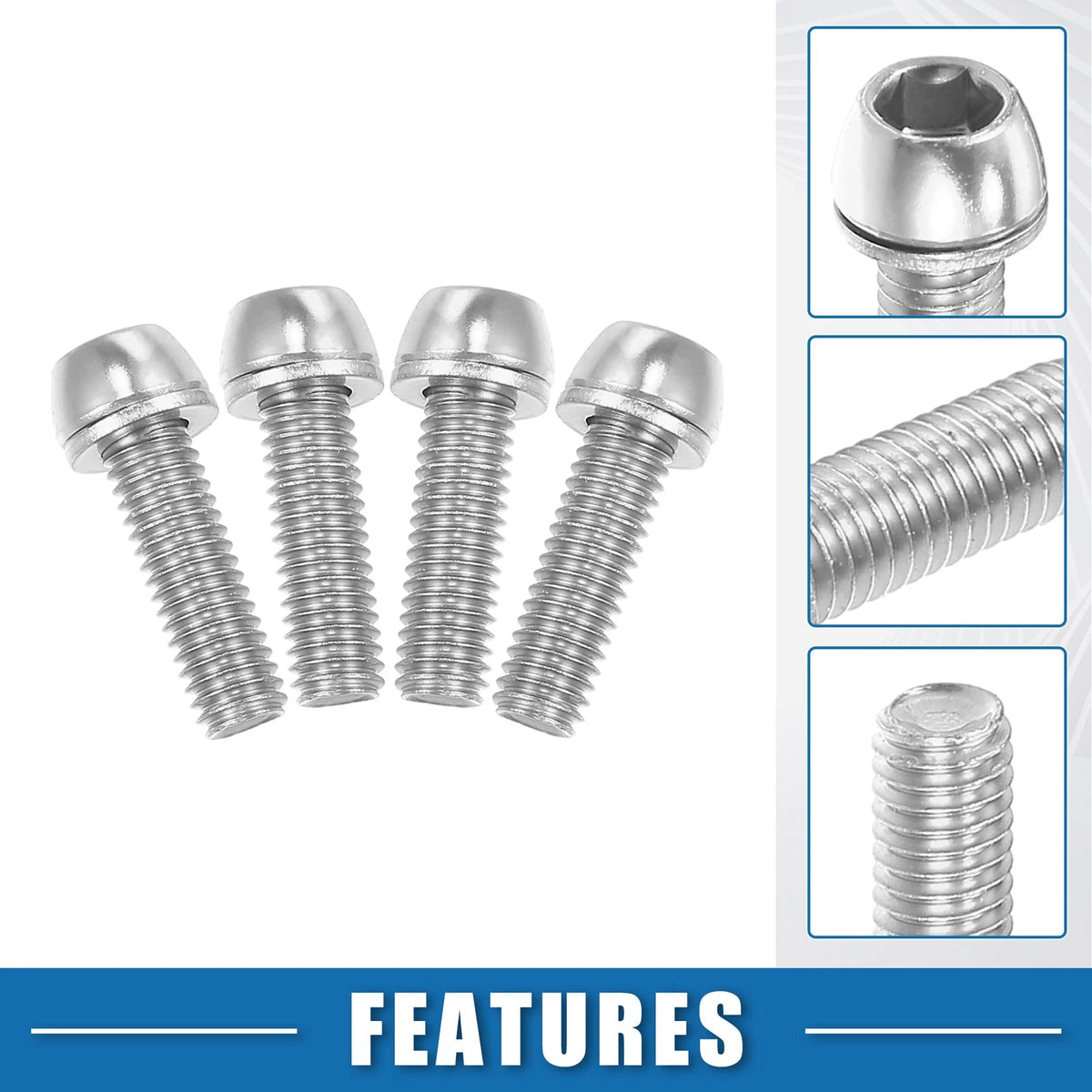 Tapered Bolts Screws Set for Bicycle Stem M6x20mm Steel Silver Tone (20 pcs)