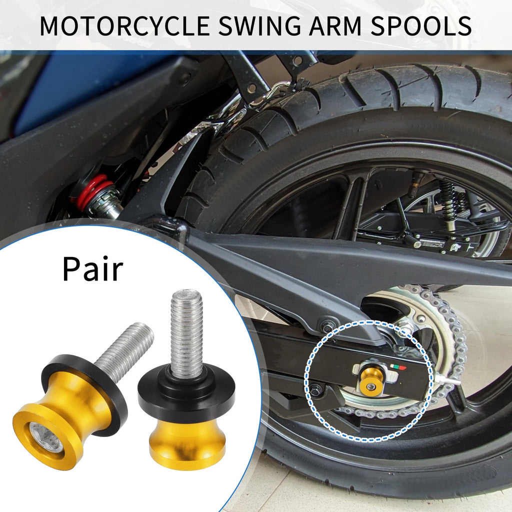 Swingarm Spools 10mm Replacement Pair for Motorcycle M10x1.5 Aluminum