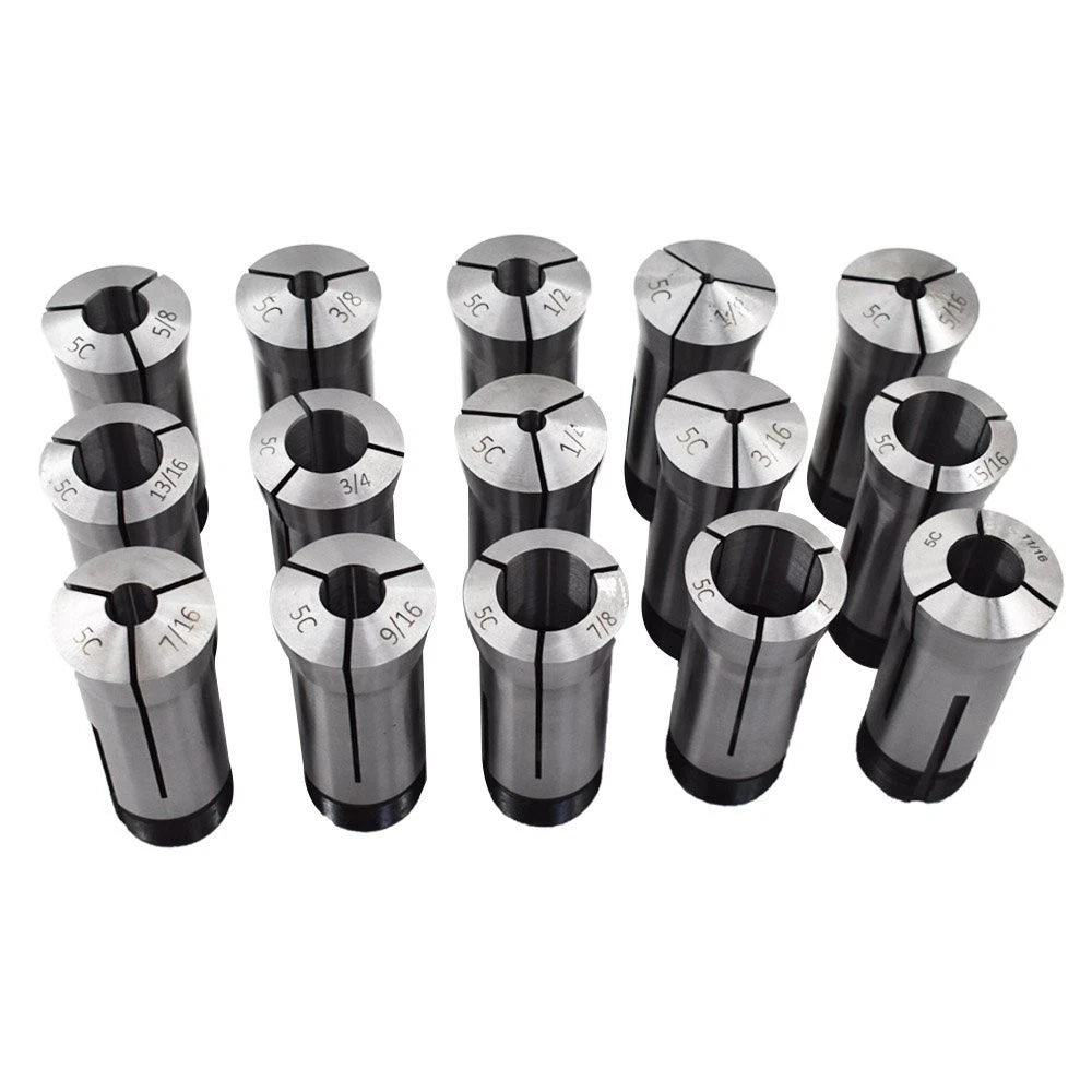 15 Pc 5C Round Collet Set 1/8"-1" for Lathe (Precision)
