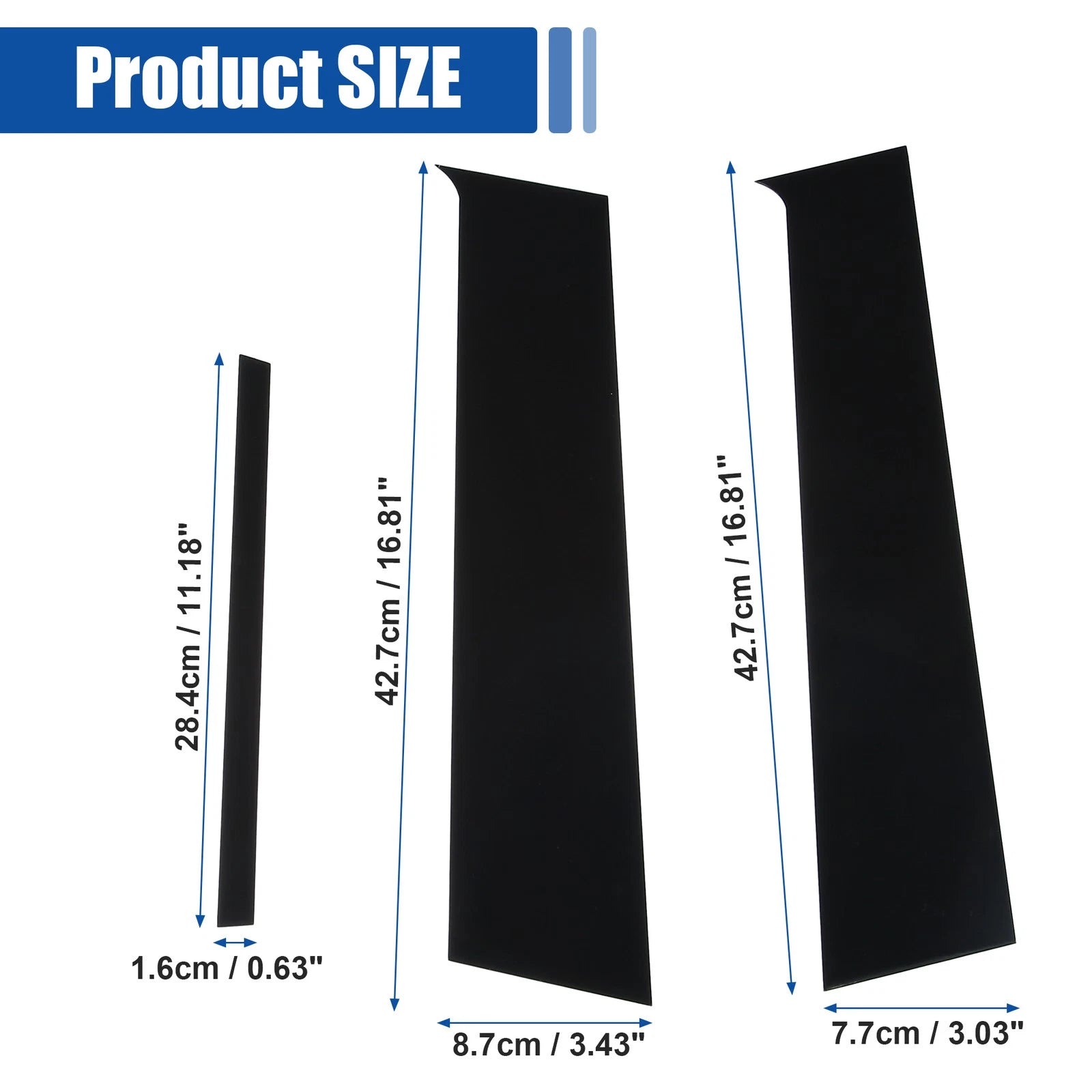 Glossy Black Door Window Pillar Trim Cover Set for Mitsubishi Lancer (2008–2017)