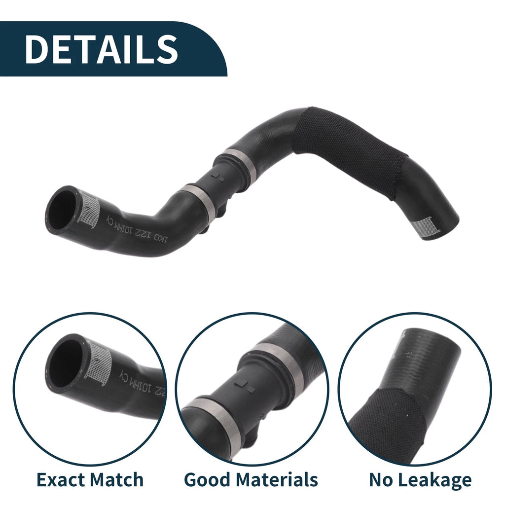 Radiator Hose for Volkswagen Golf (2009–2011) Rubber Plastic Black