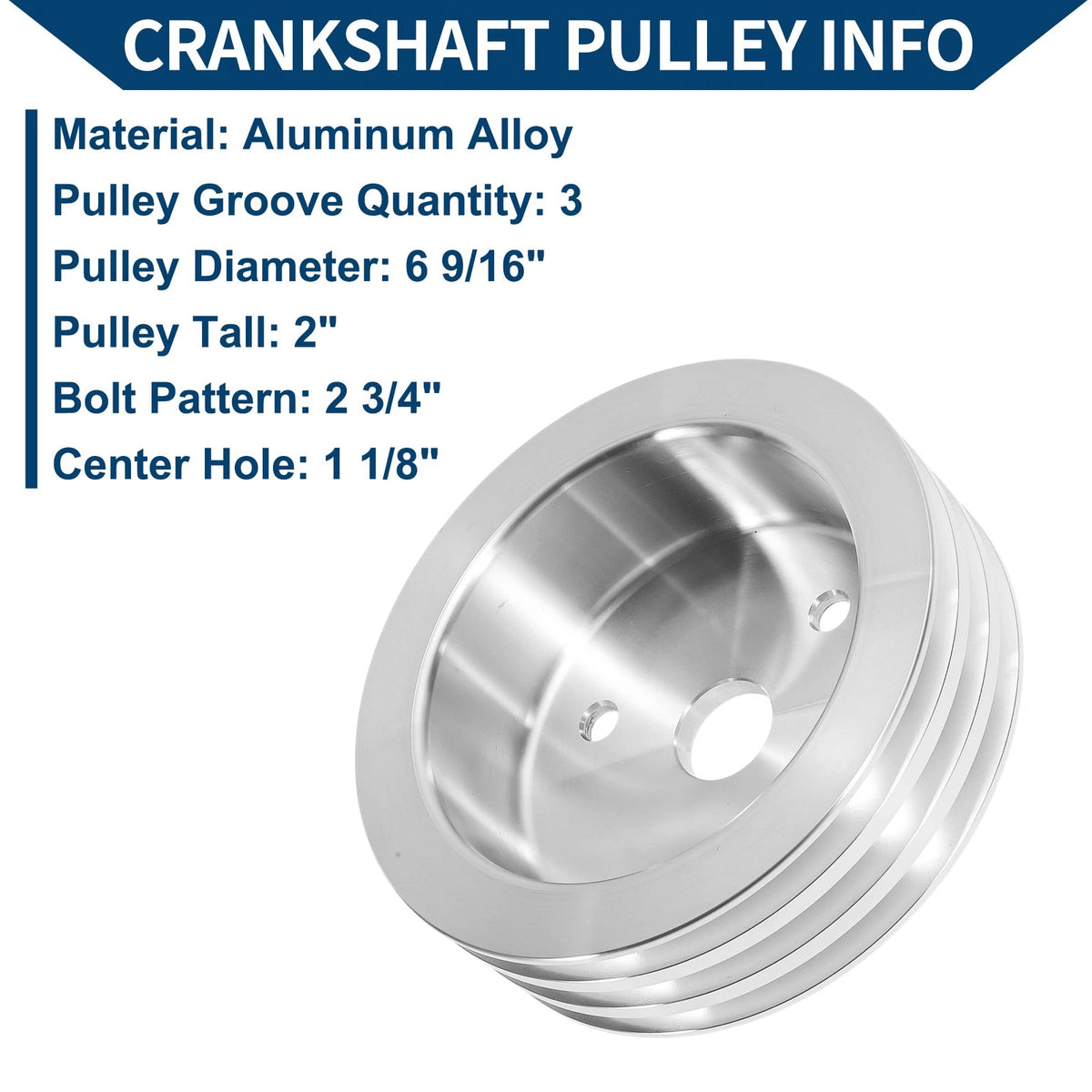Triple-Groove Short Water Pump Crank Pulley Replacement for Chevy SBC (265–400)