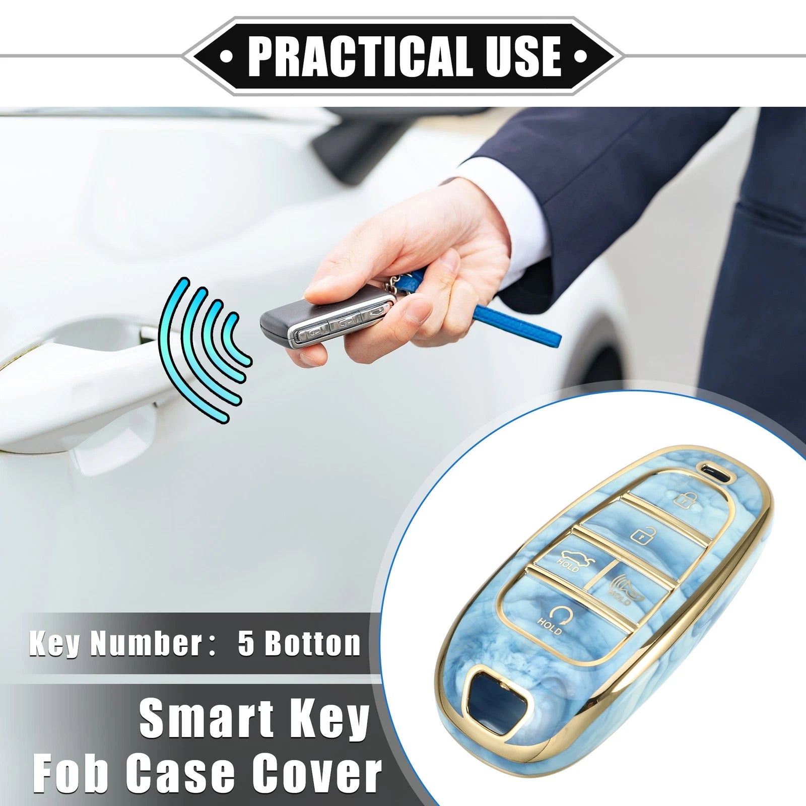 Key Fob Cover Soft TPU for Hyundai Tucson 5 Button (2016–2021)