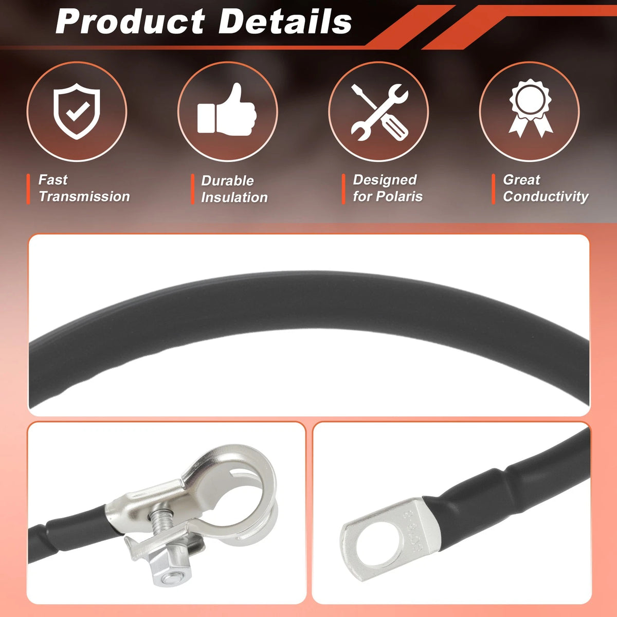 Battery to Ground Cable for Polaris Ranger XP 900 570 1000 (Replace 4015435)