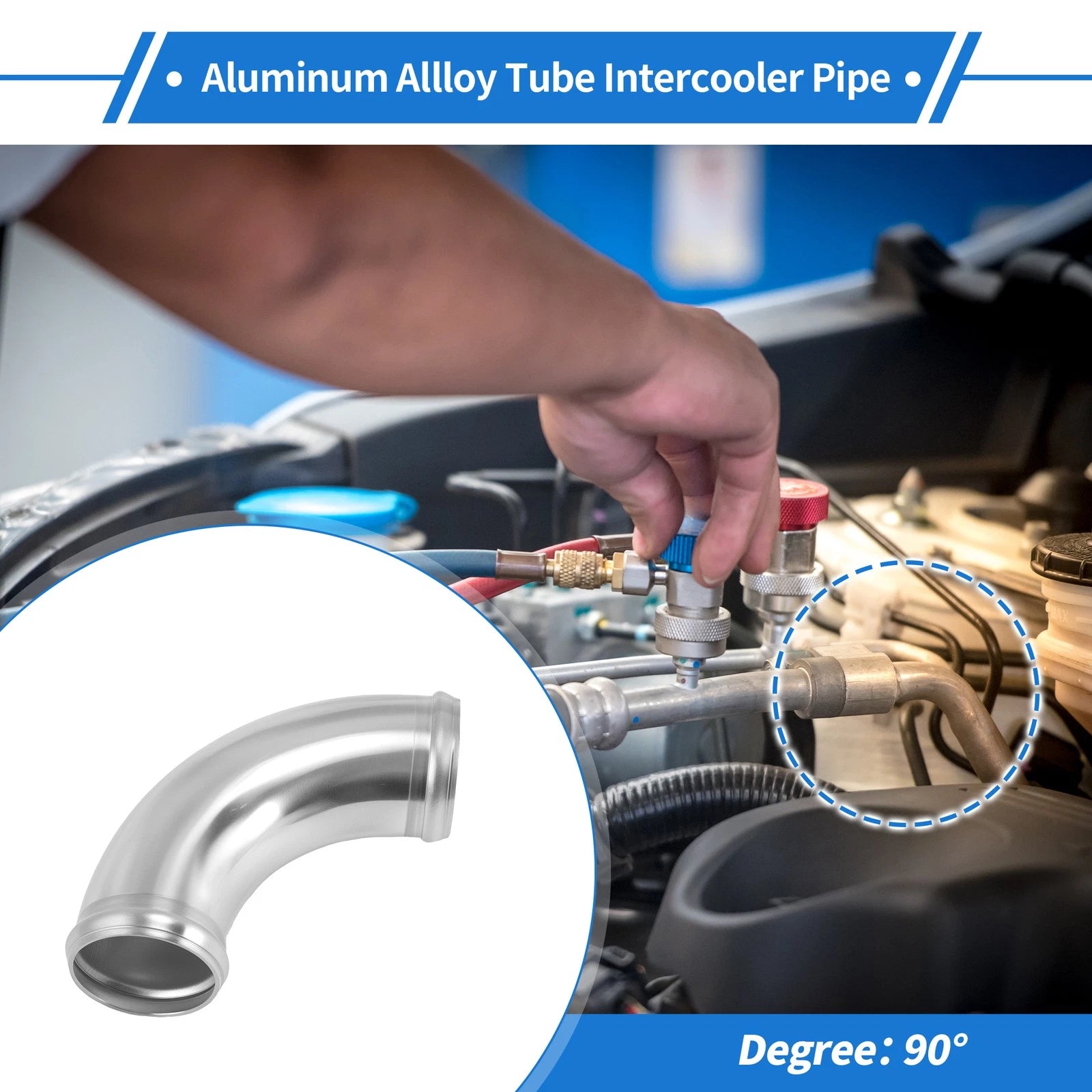 2.24" OD 90° Intercooler Pipe for Universal Applications (Polished Silver)