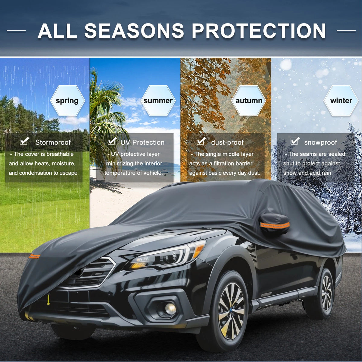 Waterproof Car Cover for Subaru Outback (2015–2023) 210D-PU, Zipper