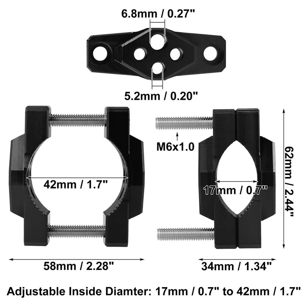 Light Lamp Holder Handlebar Mount Bracket Clamp 17 to 42mm for Bike (Black)