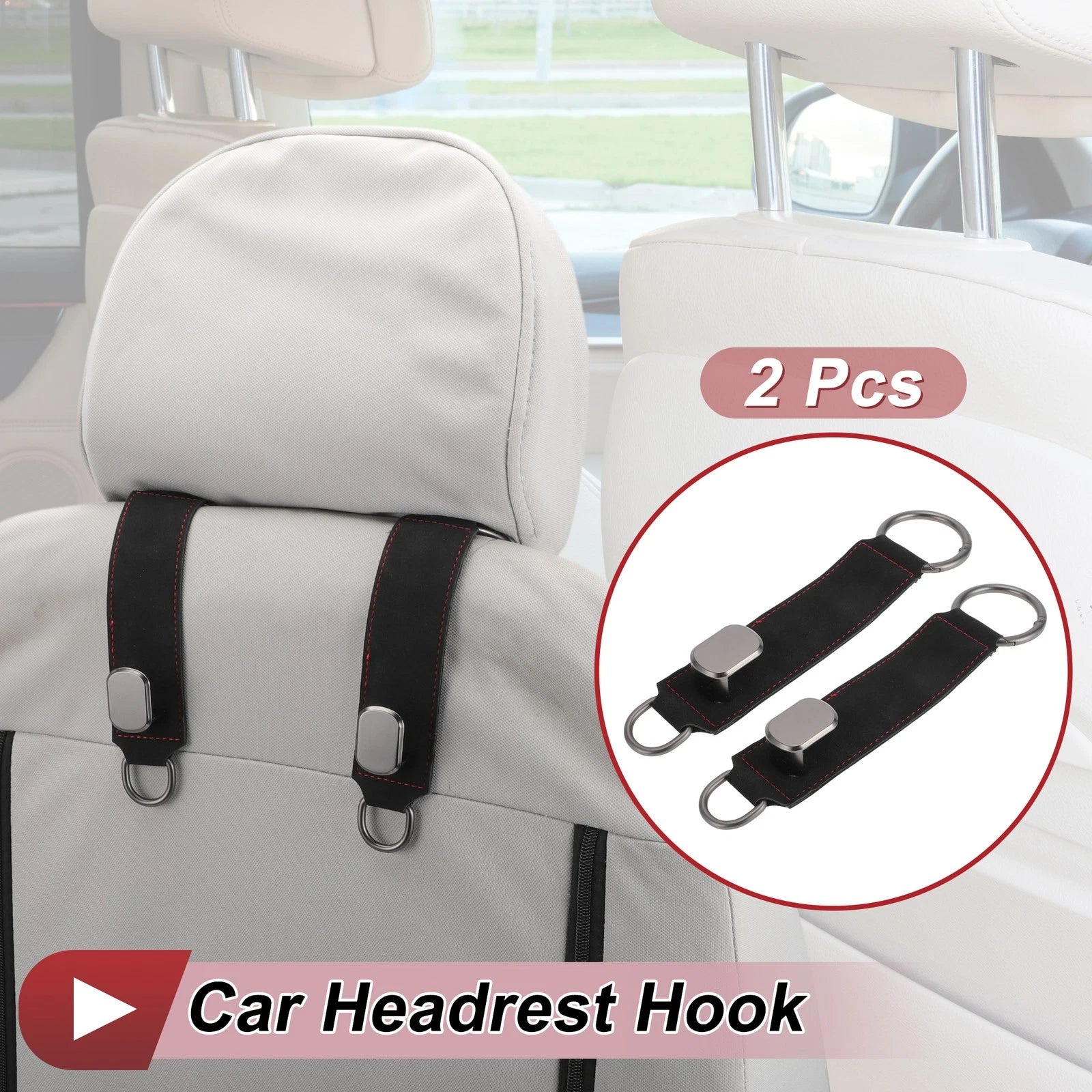 2 Pcs Universal Car Seat Headrest Hook for Hanging Purses (Black)