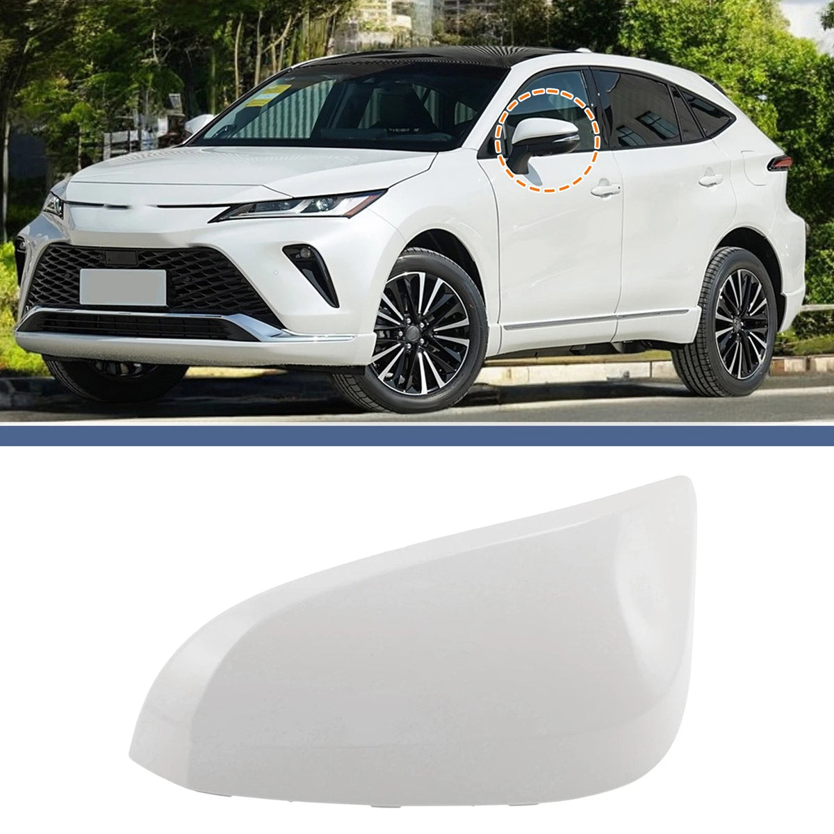 Rearview Mirror Cover Cap Left Driver Side White for Toyota Venza (2021–2024)