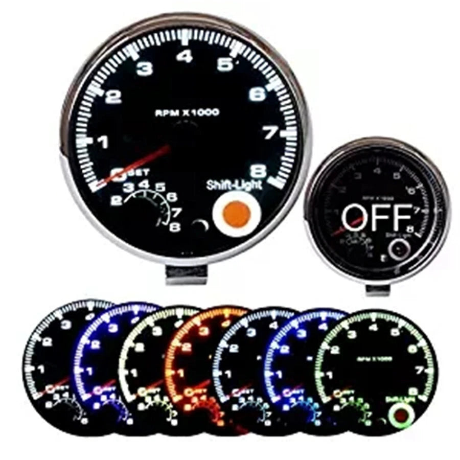 3.75" Universal Car Tachometer Tacho Gauge with Red LED Shift Light