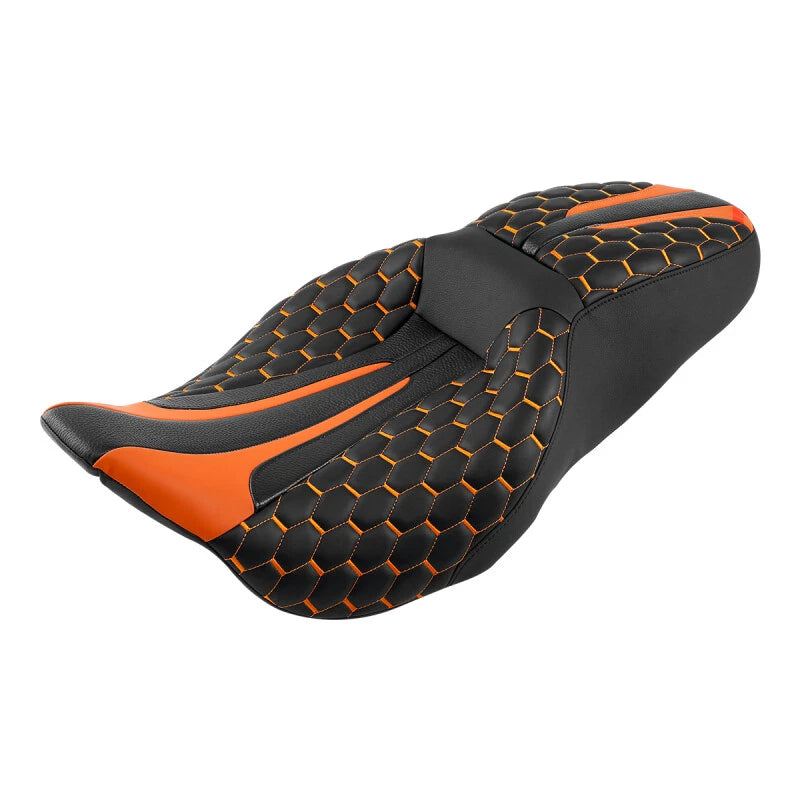 Driver Passenger Seat for Harley Electra Glide (2009–2023) Black Orange