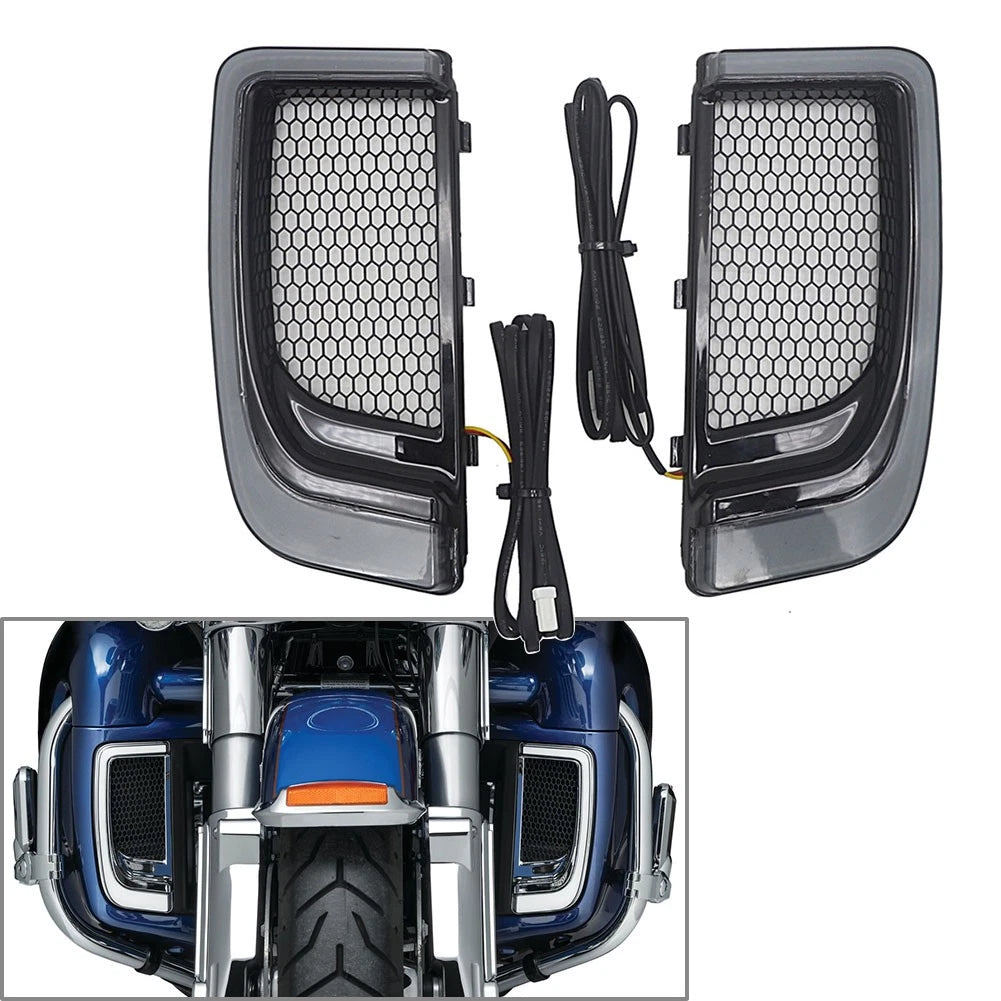 LED Turn Signal Light Fairing Lower Grills for Harley Touring (2014–2023)
