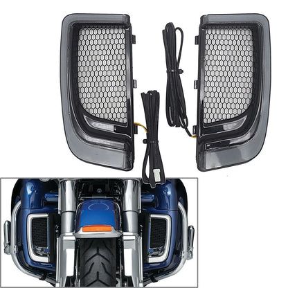 LED Turn Signal Light Fairing Lower Grills for Harley Touring (2014–2023)