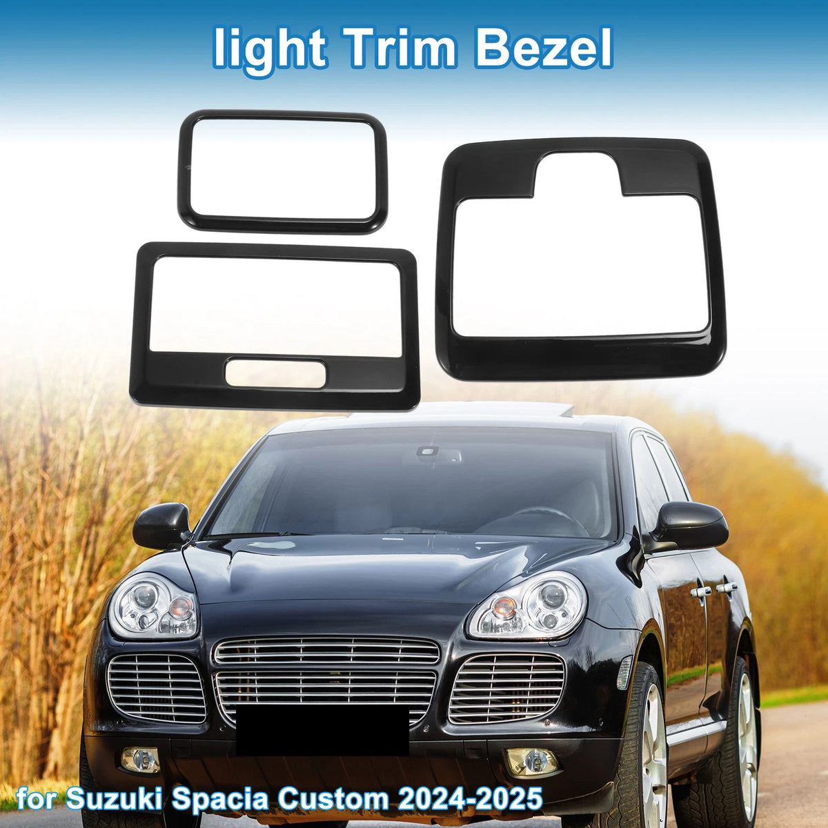 Light Trim Bezel Set for Suzuki Spacia Custom (2024–2025) Black
