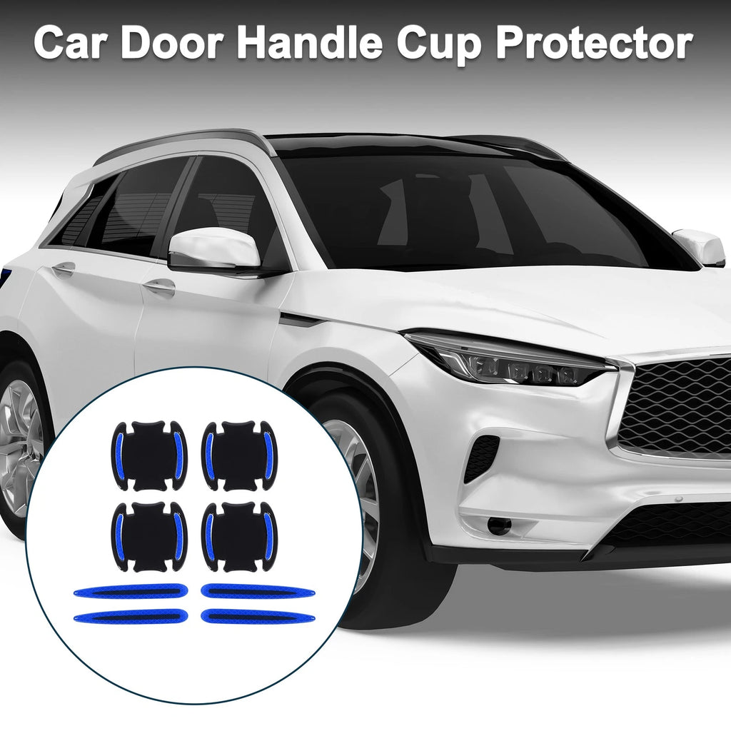 Door Handle Cup Protector for Car (Black, Blue)