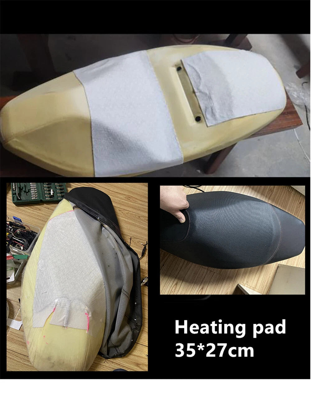 Motorcycle Carbon Fiber Seat Heater Element Induction Switch Heated Pad 35x27cm