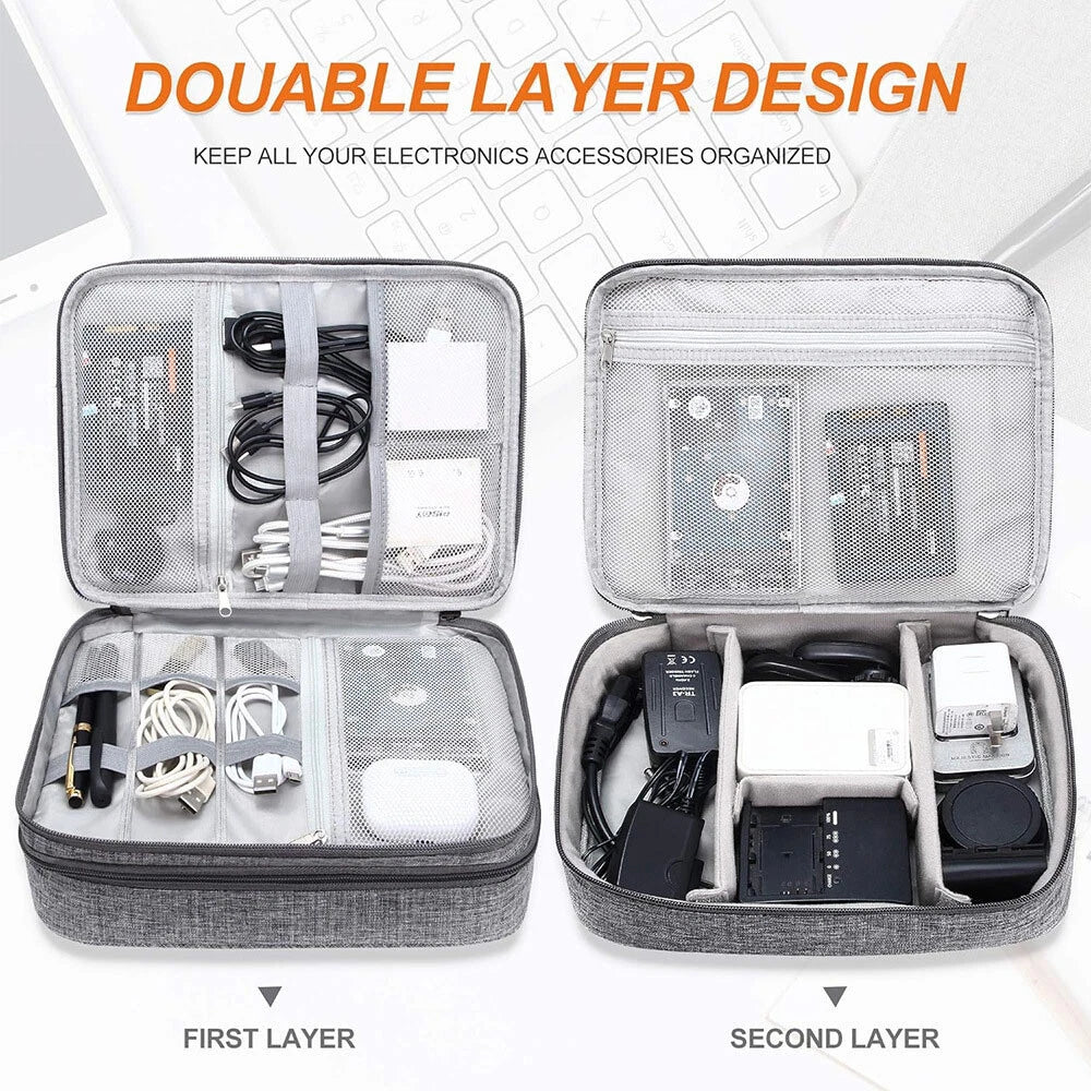 Portable Electronic USB Organizer Travel Cable Storage Bag
