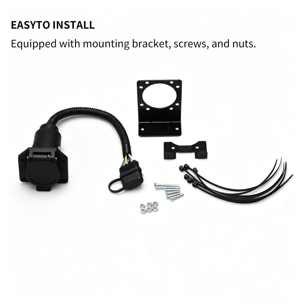 Flat 4 Pin to 7 Way Blade RV Trailer Plug Adapter Connector