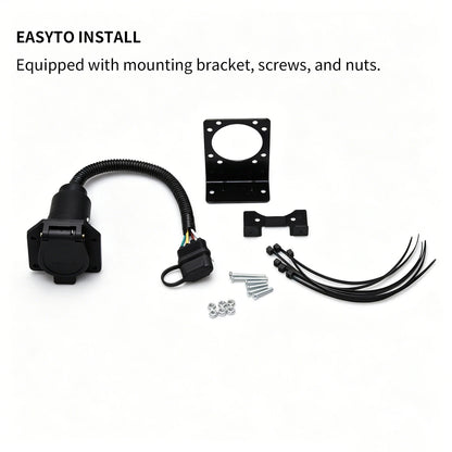 Flat 4 Pin to 7 Way Blade RV Trailer Plug Adapter Connector