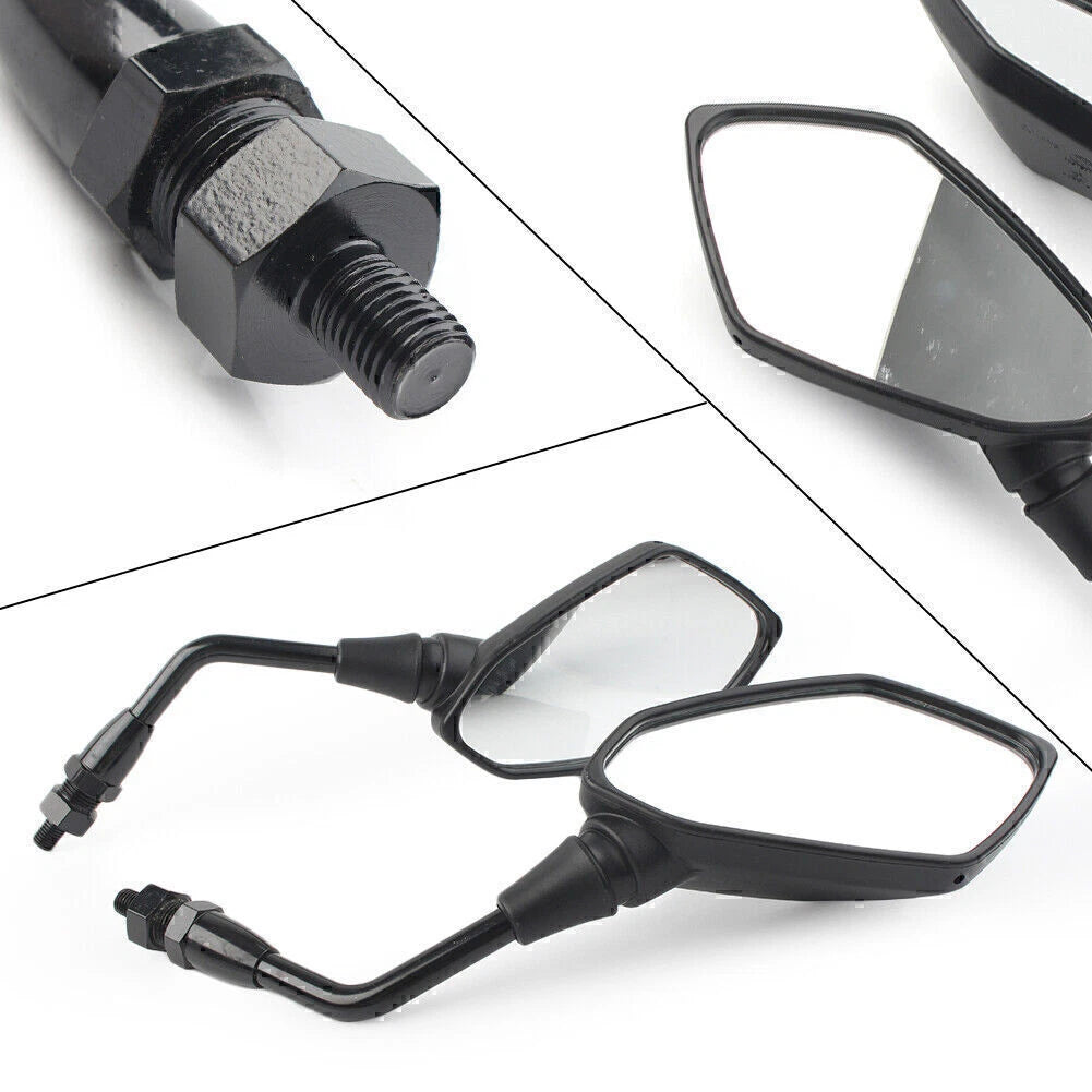 Set of 2 Motorcycle Rearview Side Mirrors for Universal 10mm Positive Thread