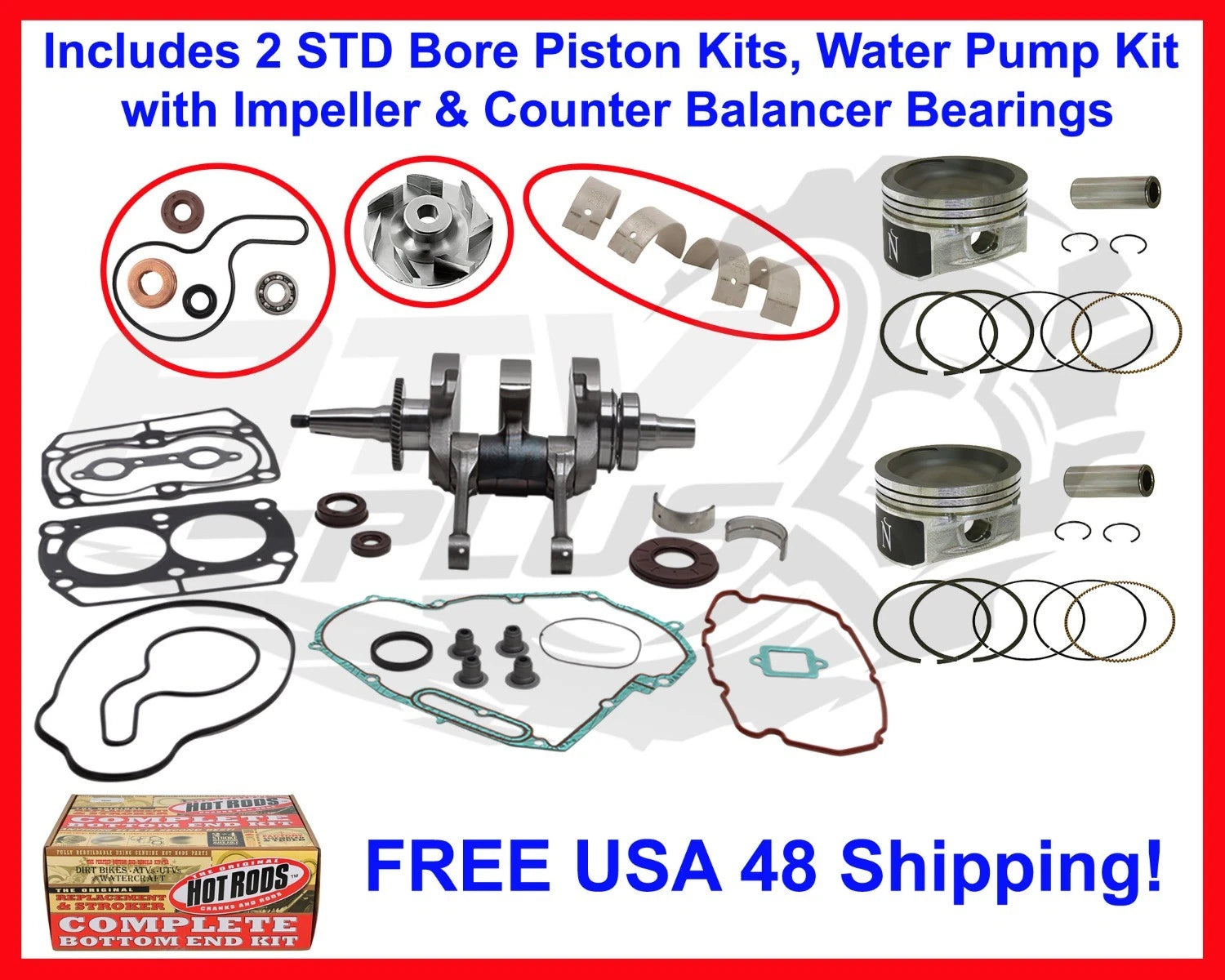 Engine Rebuild Kit for Polaris Sportsman 700 (2002–2009) Crank Pistons
