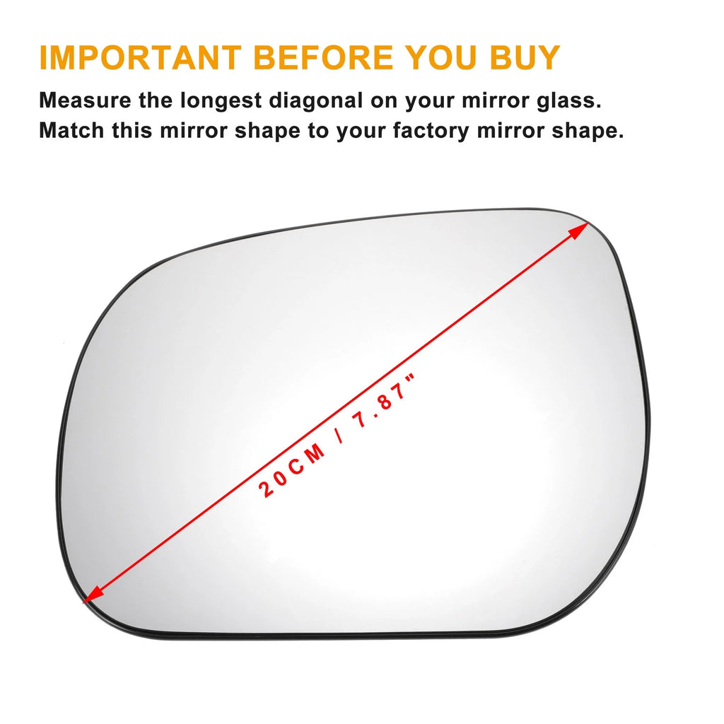 Left Side Mirror Glass Non-Heated w Backing Plate for Toyota Verso (2009–2012)