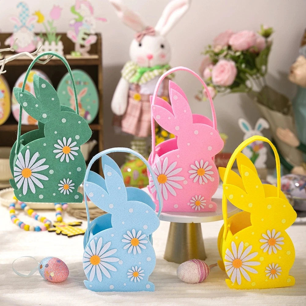 Easter Felt Basket with Handle for Candy Collection