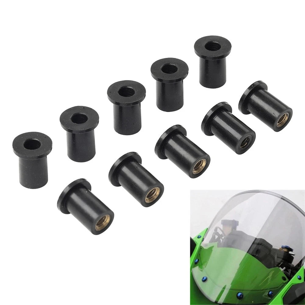 10PCS Motorcycle Windshield Rubber Nut M4 Vibration Damper Neoprene Fairing Nut