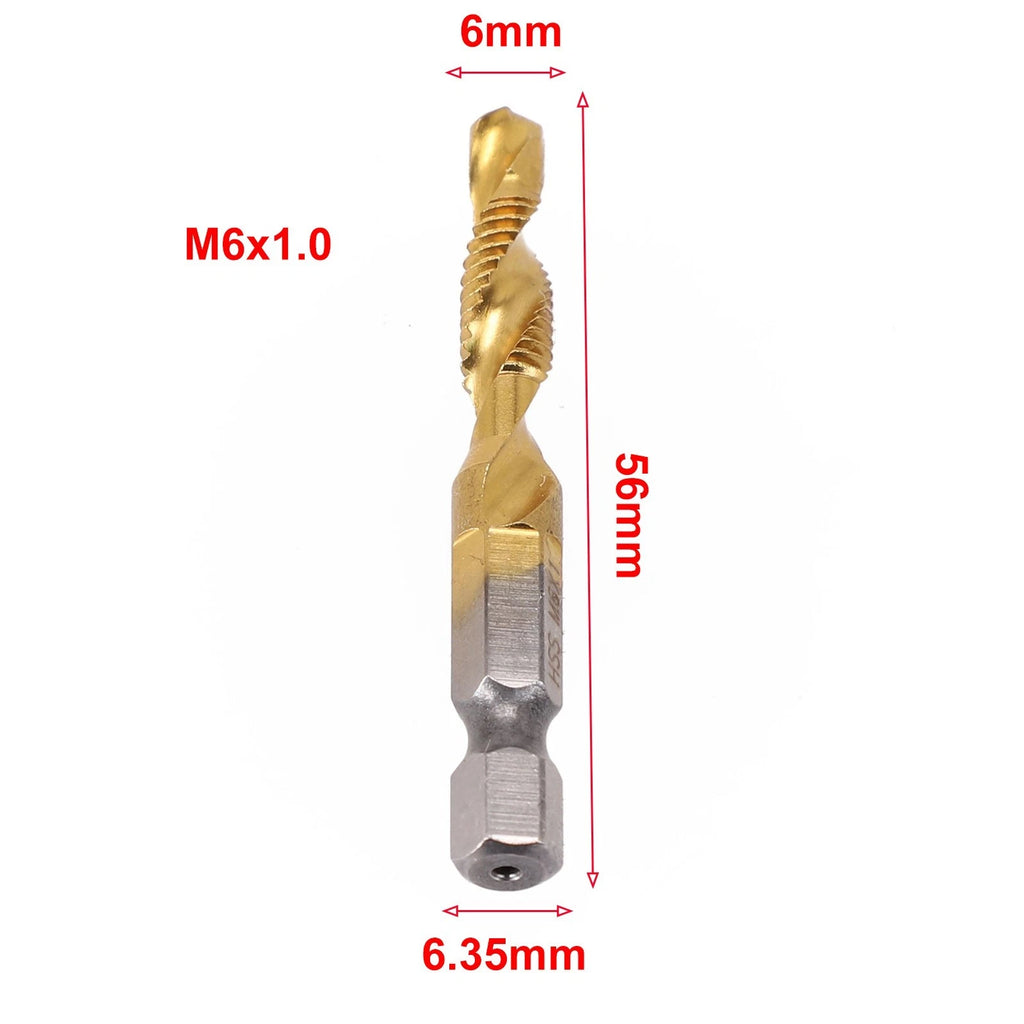 Hex Shank Compound Tap Drill Set for Metric Threads (6 Sizes)