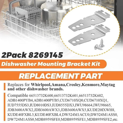 4X Dishwasher Bracket and Screws Replacement Parts for Compatible Models