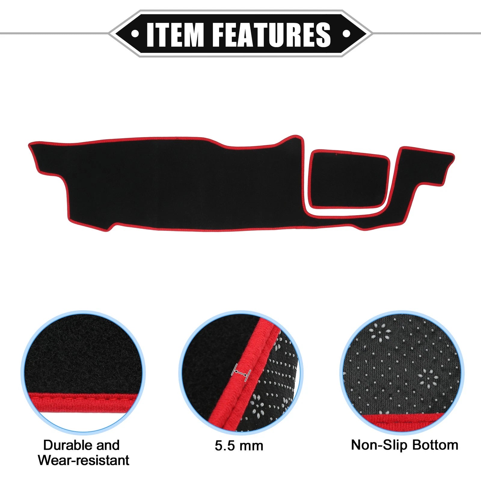 Dashboard Cover Mat for Suzuki MR52S (2nd Gen) (Black Red)