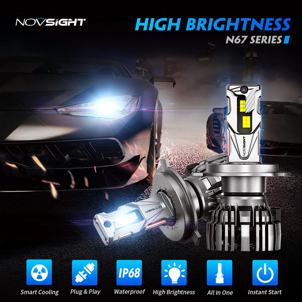 2X H4 9003 LED Headlight Bulbs 40000LM for