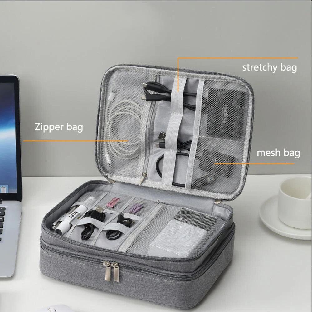 Portable Electronic USB Organizer Travel Cable Storage Bag