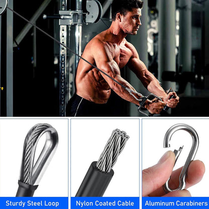 2X Pull Down Gym Cable Extension with 2X Carabiners