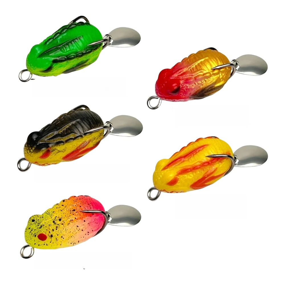 Silicone Topwater Frog Lure with Enhanced Visibility Spinner (4g)