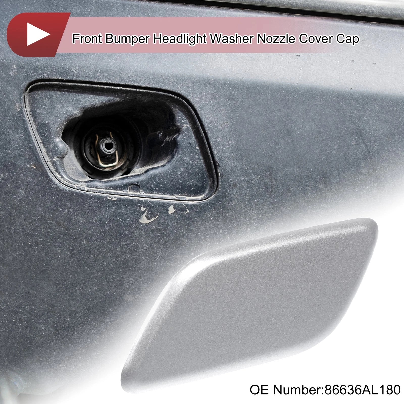 Front Left Washer Nozzle Cover Cap for Subaru Outback (2010–2018) Silver