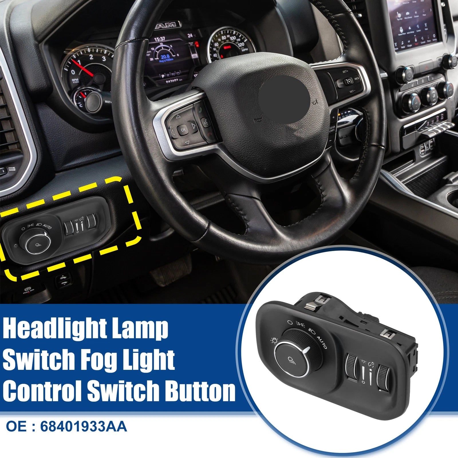 Headlight Lamp Switch Button for Dodge Ram 1500 2500 3500 (2011–2018)