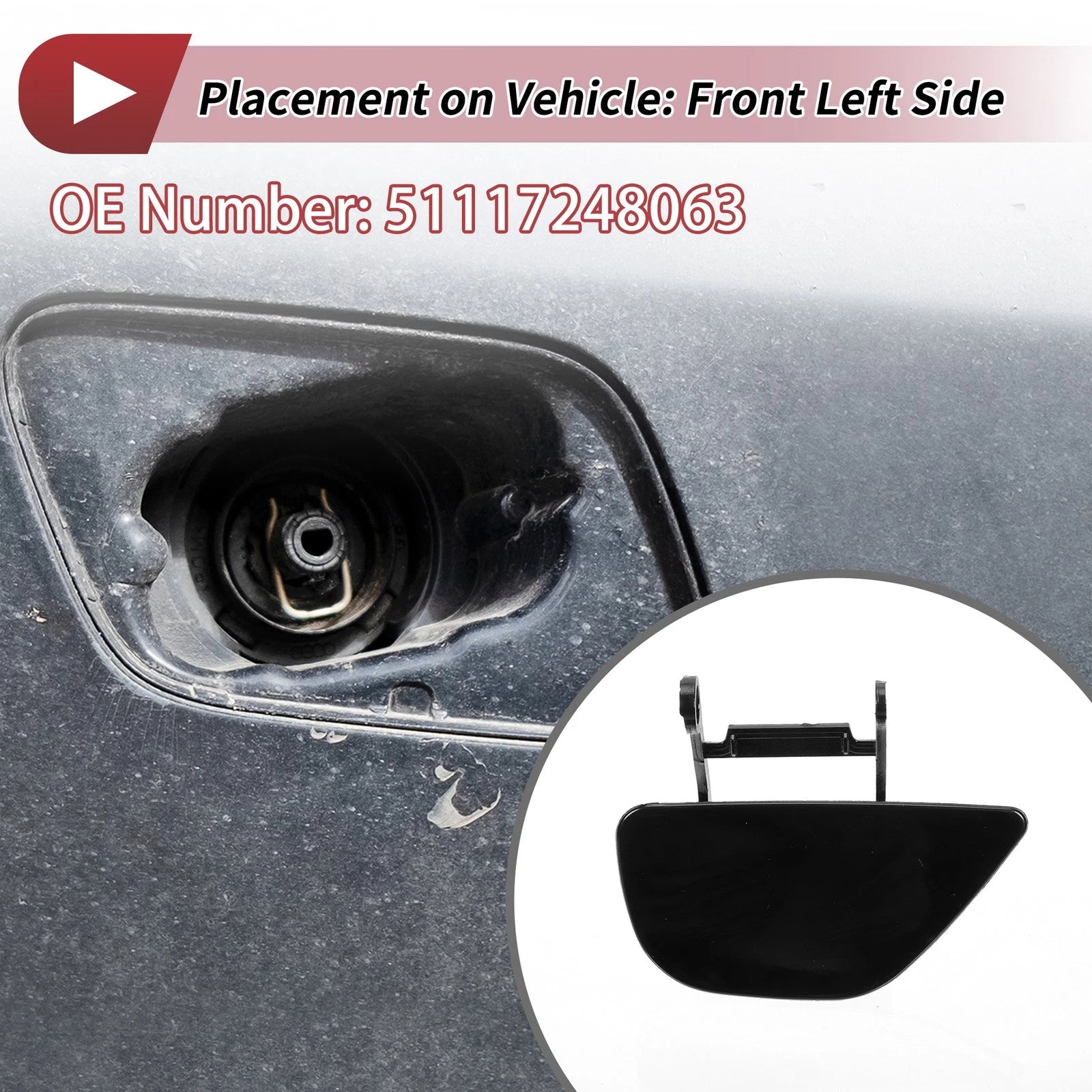 Front Left Washer Nozzle Cover Cap Replacement for BMW 535i GT (2011–2017)