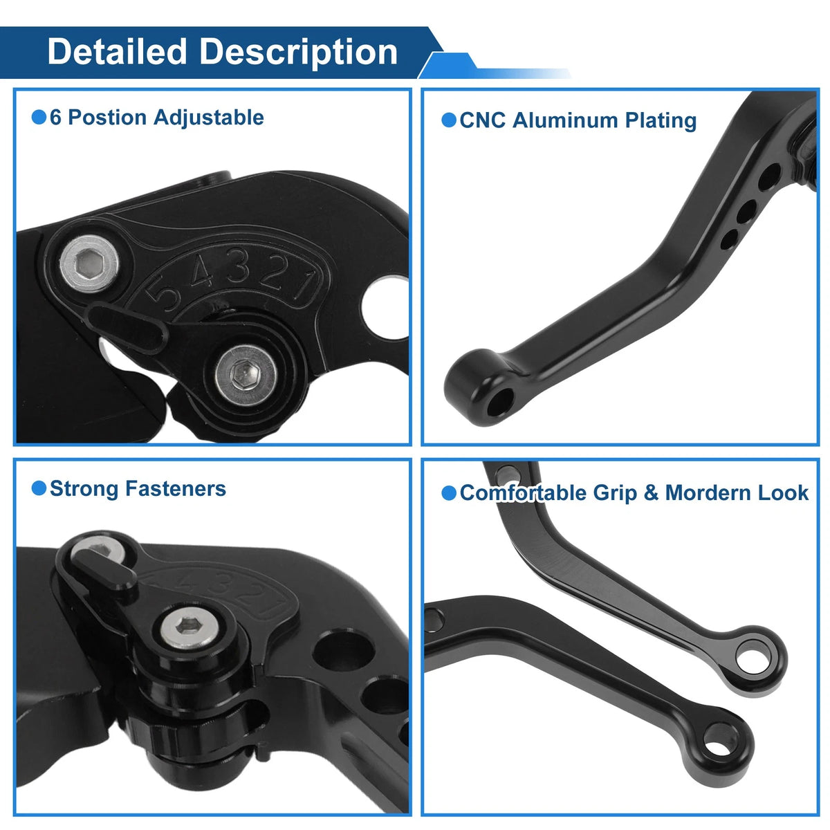 Short Brake Clutch Levers for Yamaha MT-10/FZ-10 (2017–2021) 1 Pair Black